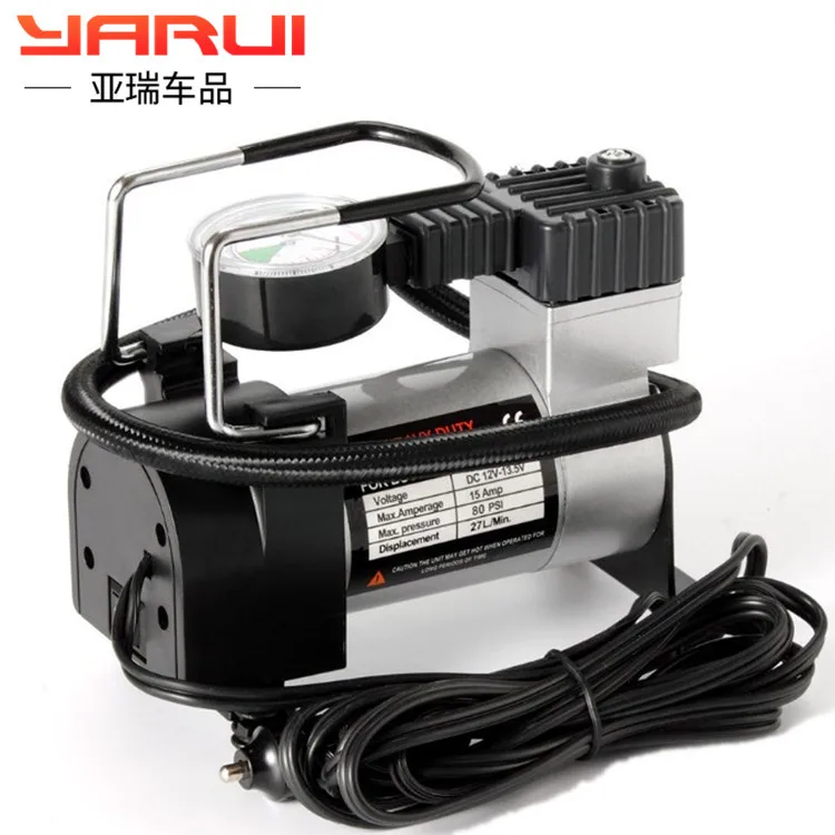

Portable on board pneumatic pump with barometer 12V sedan car dual purpose multi tire