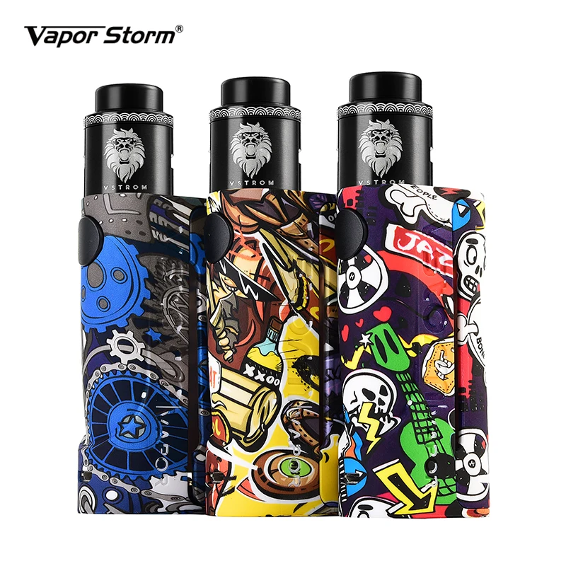 

Vapor Storm Eco Rda Kit Max 90W ECO mod with 24mm Lion RDA Airflow Control graffiti printing Electronic Cigarette Kit no 18650