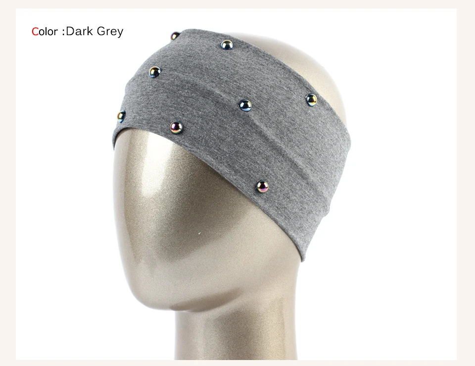 Geebro/ Весенняя женская хлопковая повязка на голову, модные радужные жемчужные повязки на голову для девочек, эластичная резинка для волос, тюрбан