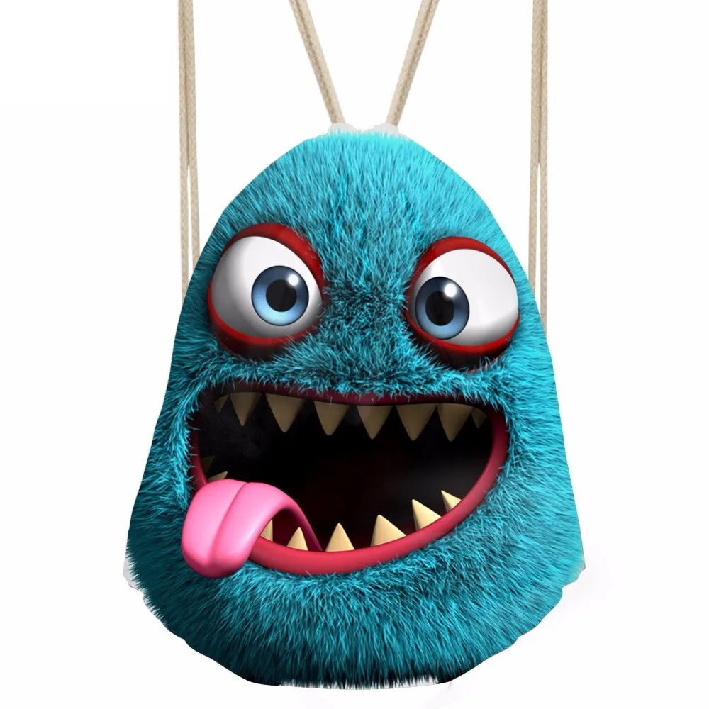 

Funny 3D Smiley Monster Print Girls Drawstring Bag Fashion Women Backpack Storage Bunch Pocket Shopping Shoulder BagSumka