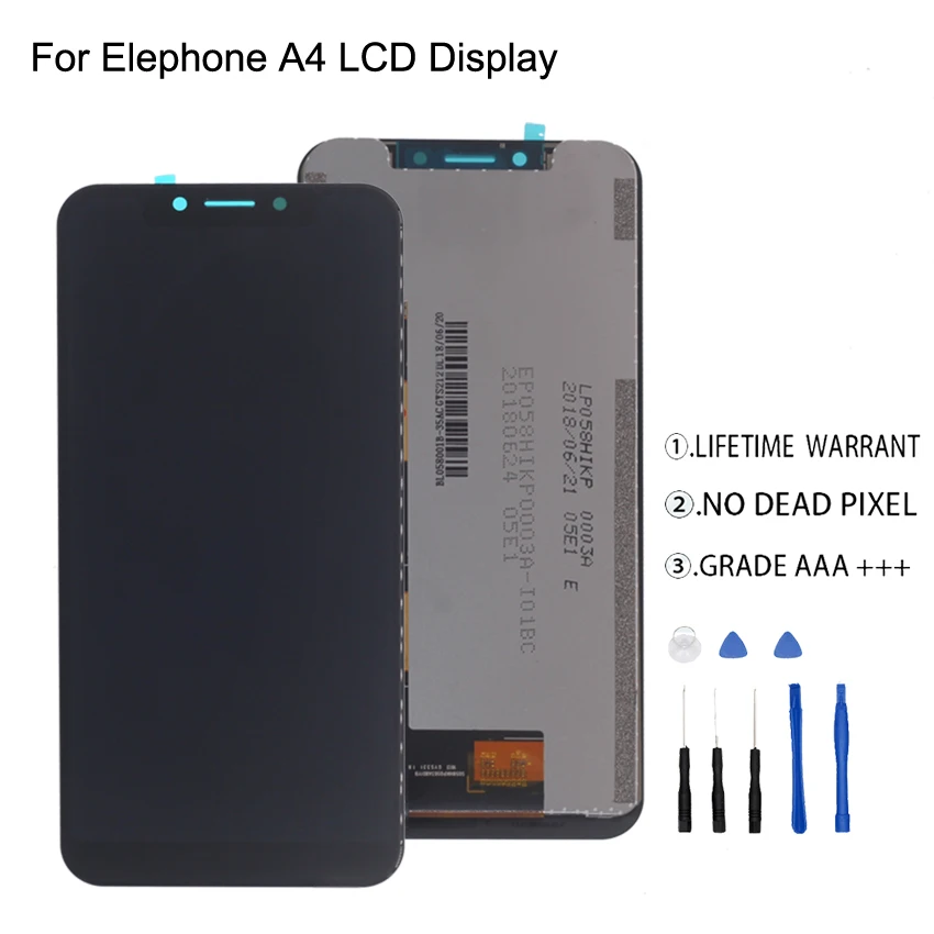 

Original For Elephone A4 LCD Display Touch Screen Digitizer Assmbly For Elephone A4 Display Screen LCD Free Tools