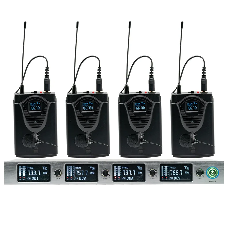 نظام ميكروفون لاسلكي مهني 940 T 4-قناة UHF الديناميكي المهنية 4 سماعات طوق خط مؤتمر
