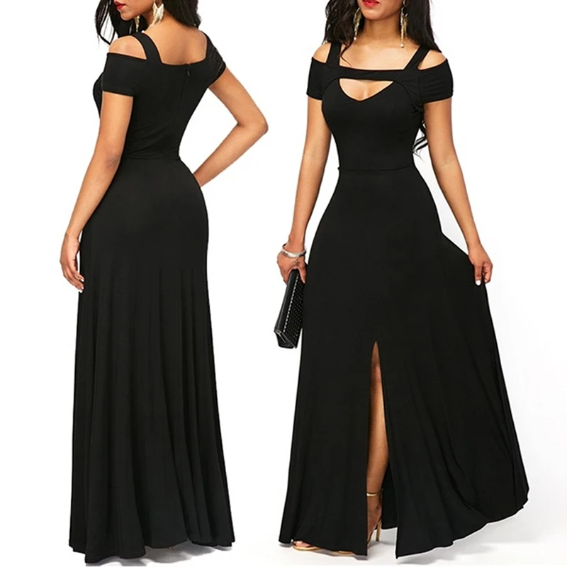 

Sexy Off Shoulder Beach Summer Dress Sundresses Vintage Party Maxi Dress Robe Femme Spaghetti Straps Split Long Dresses Vestido