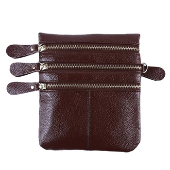 

Vertical Section Small Lady Purse Crossbody Bag Leather Simple multi-bag Three Zipper Messenger Bag Shoulder Bag