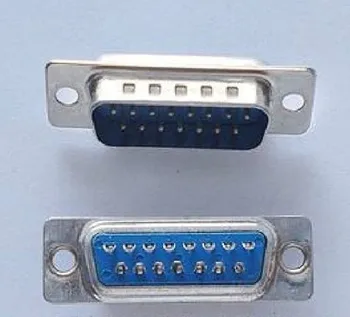 

Free shipping blue wire type connector DB15 female connector female double row of vertical welding head 2