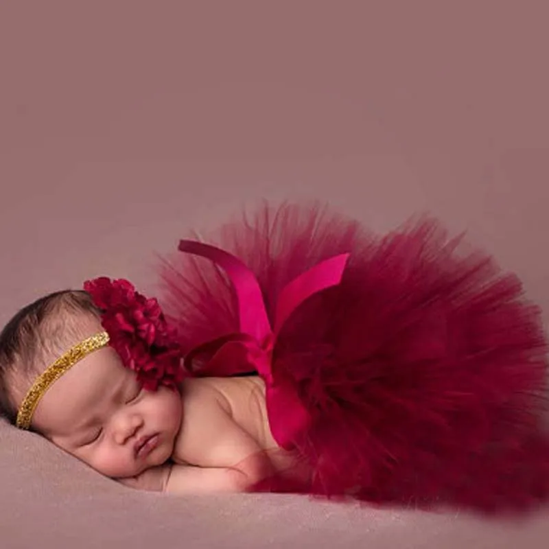 

2016 NEW Princess Newborn Tutu and Matching Flower Headband Baby Photography Prop Skirt Birthday Sets For Baby Girls TT004-1