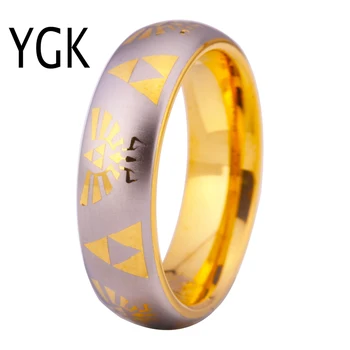 

Free Shipping YGK JEWELRY Hot Sales 6MM Golden Dome Comfort Legend of Zelda Men's Bridal Tungsten Wedding Rings