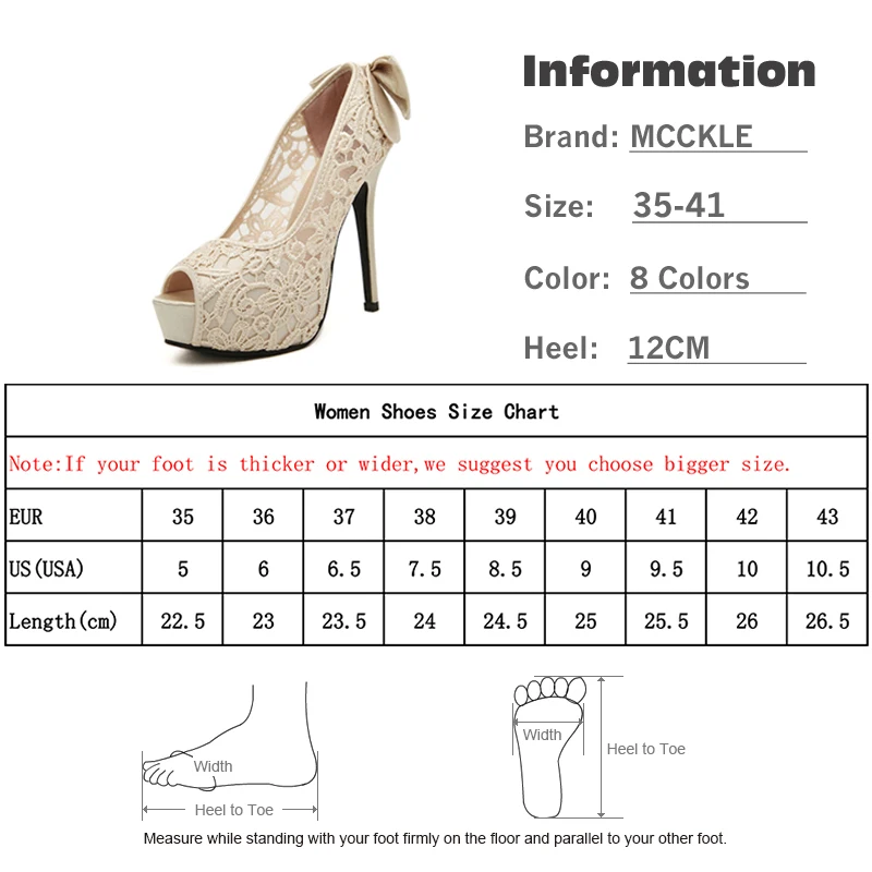 MCCKLE/Женская обувь на высоком каблуке; пикантные вечерние туфли с открытым носком и кружевом; туфли-лодочки с бантом на прозрачной полой платформе; элегантные женские туфли на шпильке размера плюс
