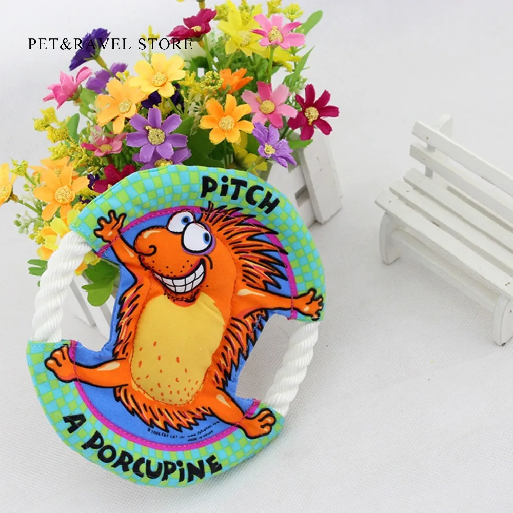 Small Porcupine Frisbees Pets Nibbling Of Cotton Rope Golden Retriever
