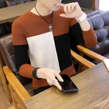 Осенний свитер: Мужская модная монохромная Базовая рубашка, японский мужской пуловер с круглым вырезом, свитер