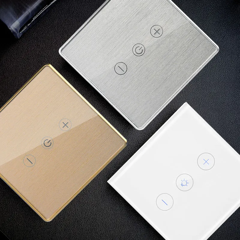 Baratos Regulador Led dorado plateado interruptor inteligente Wifi Control táctil regulador continuo con bombilla Compatible con Amazon Alexa Google asistente