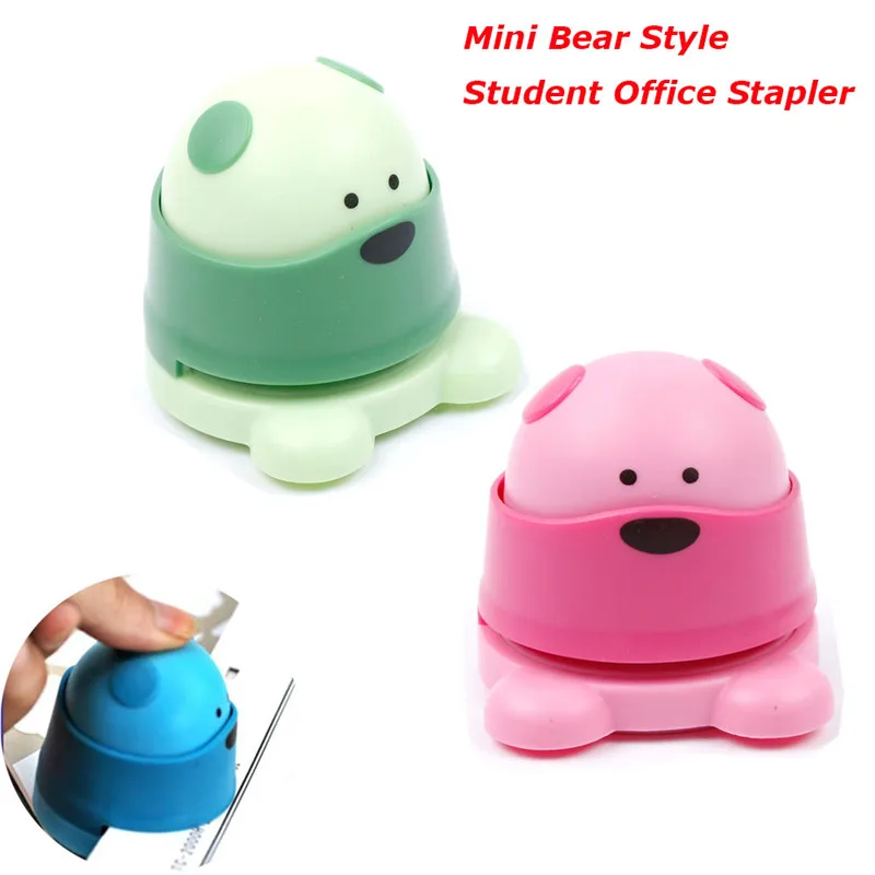

NEW Creative Mini Bear Style Student Office Stapler Finisher Without Staple Staple-Free Stapler Eco-friendly school supply