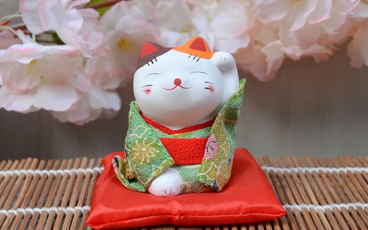 3 шт. фигурки счастливого кота японское кимоно Maneki Neko гипсовые украшения животные котенок миниатюры украшение дома бизнес подарок