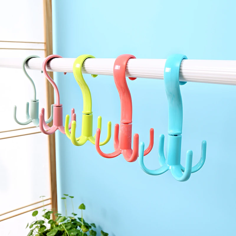 1pc Multi function Rack Plastic Windproof Four catch Hooks Silk Scarf