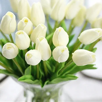 

10 Pcs artificial flowers Latex Tulips Flower Artificial Bouquet Fake Flower Bridal Bouquet Decorate Flowers For Wedding