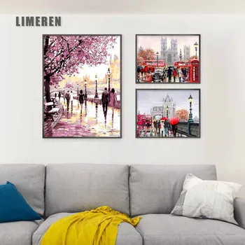 

New UK London Street Landscape Painting By Numbers On Canvas DIY Handpainted Wall Pictures Coloring By Number Art For Home Decor