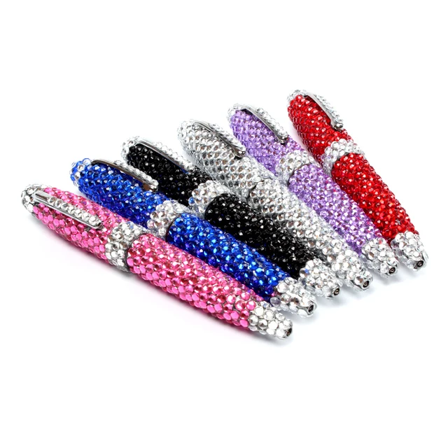 6pcs Lot Ballpoint Pens Telescopic Ballpen Bling Crystal 6pcs Lot Ballpoint Pens Telescopic Ballpen Bling Crystal Rhinestone Cute Stationery Office Accessories School