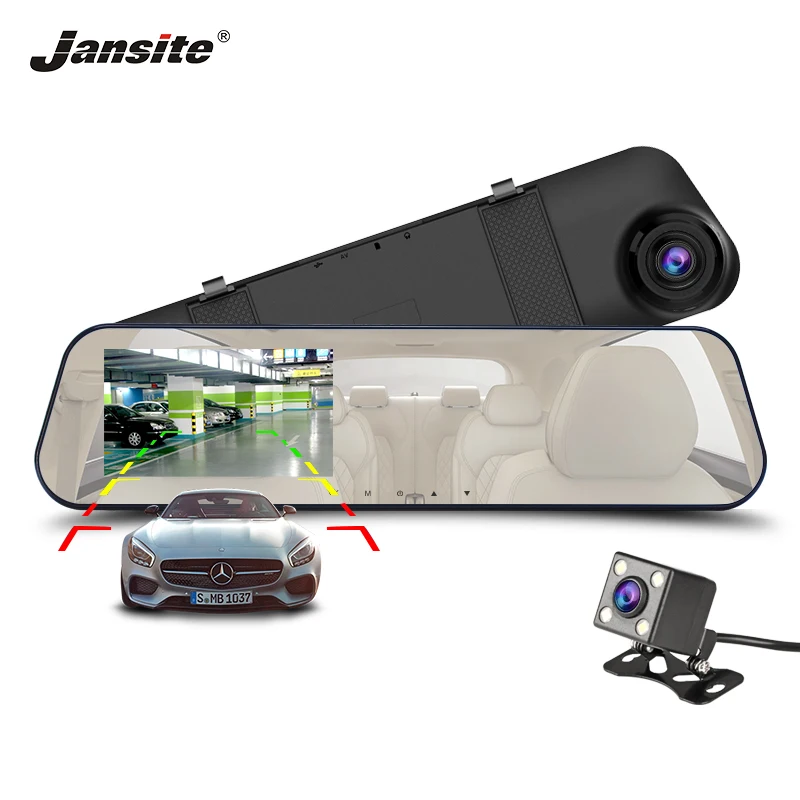 

Jansite 4.3" White Car Dash camera car DVR LED Digital Video Recorder Auto Registrator Camcorder HD 1080P Rearview Camera mirror