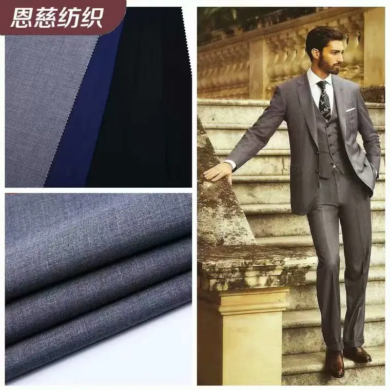 

Manufacturers supply TR wool summer fabric casual suit jacket trousers fabric twill texture delicate touch HGG01