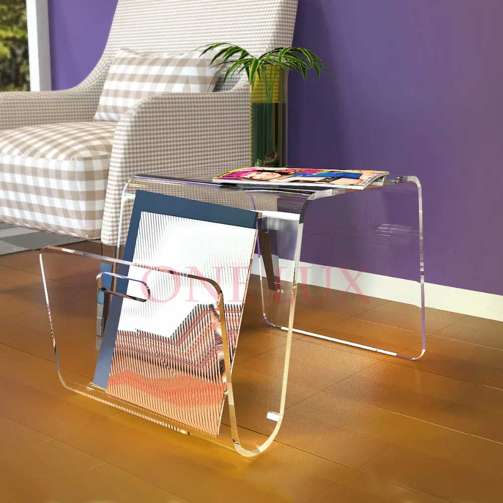 ONELUX 2017 New Designed Acrylic coffee tea table,Lucite magazine sofa beside tables