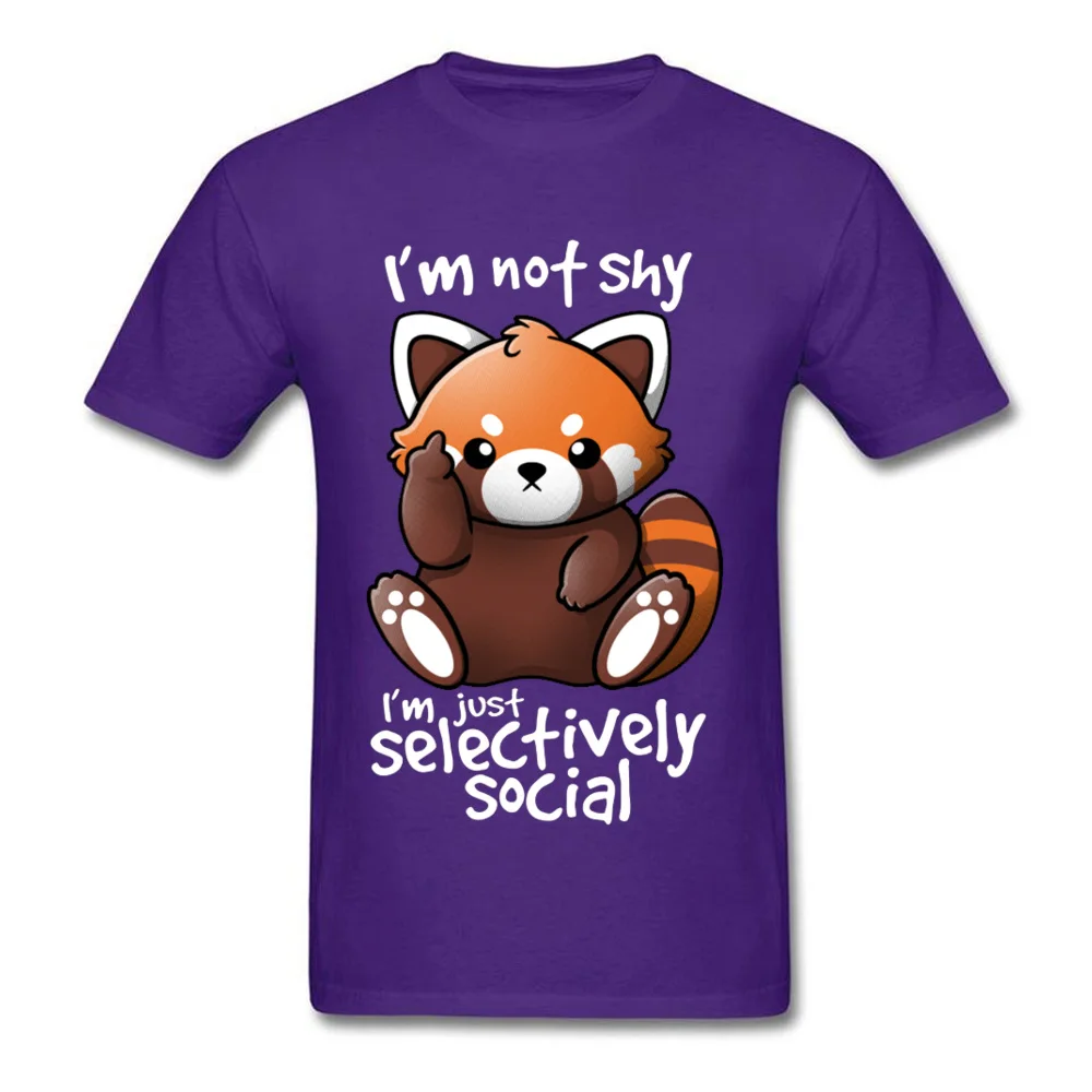SHY-RED-PANDA-0601 Round Neck Tshirts Summer Autumn Print Tops Shirt Short Sleeve New Arrival 100% Cotton Tops T Shirt Men's SHY-RED-PANDA-0601 purple
