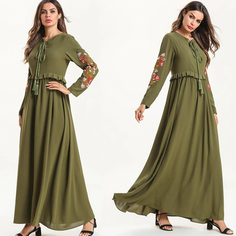

Embroidery Kaftan Abaya Turkey Robe Dubai Hijab Muslim Dress Jilbab Ramadan Elbise Abayas Women Caftan Marocain Islamic Clothing