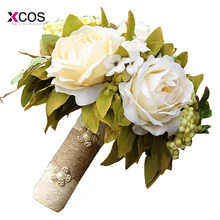 Buque de noiva Букеты Свадебные Ivory Rose Полный ручной Букет невесты Цветы Букет de mariage