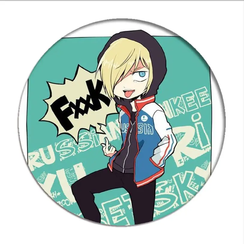 Аниме Yuri on Ice Victor значок косплея Katsuki Plisetsky искусственные сумки Значки для