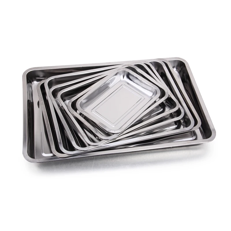 44 39cm 5 Sizes Stainless Dteel Plate Dish Rectabgle Metal Tray Deep
