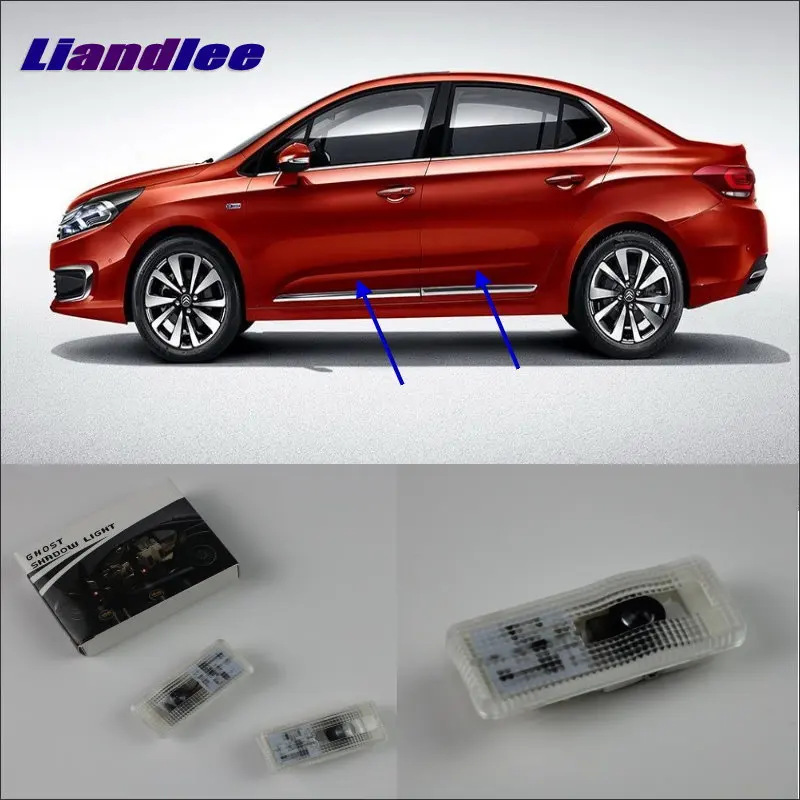 

Liandlee For Citroen C4L 2006~2012 Door Ghost Shadow Lights Car Brand Logo LED Projector Welcome Light Courtesy Doors Lamp
