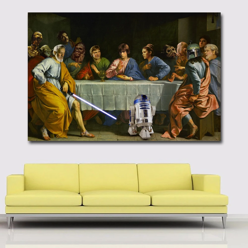 

HD Prints Surrealism Last Supper People With Robbert Painting Printed On Canvas Prints Posters Home Decor Wall Art Paintings