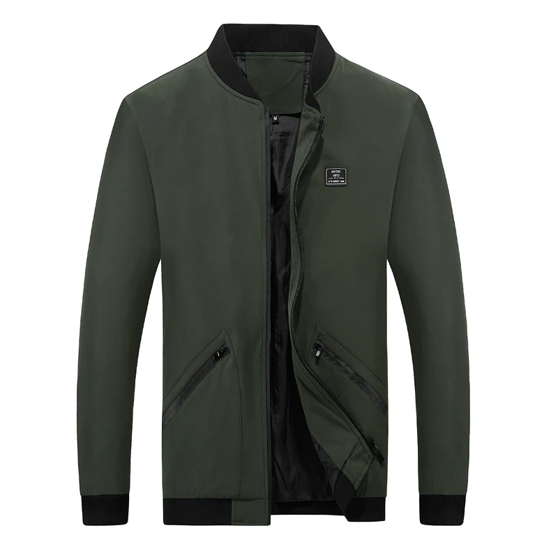 

Spring Autumn Jacket Men 2017 Winter Fashion Solid Stand Collar Zip Plazer Black Blue Casual Mens Jacket
