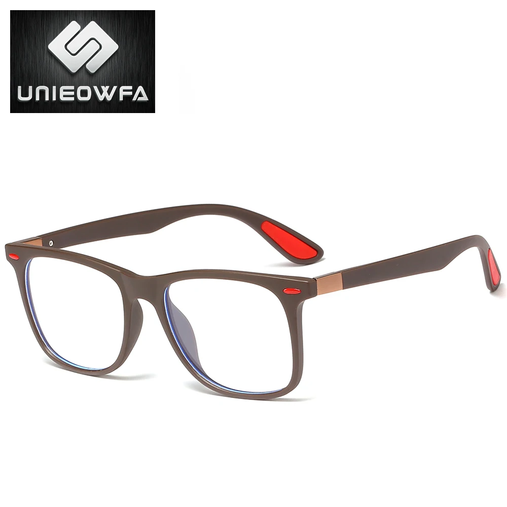 UNIEOWFA Retro Clear Glasses Frame Men Women Optical Myopia Eyewear Frame Transparent Spectacles TR90 Prescription Eyeglasses - Цвет оправы: C4 Matte Brown