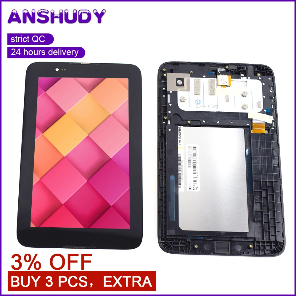 

For Lenovo Tab A7-30 A3300 A3300-GV A3300-HV Black Touch Screen Digitizer Sensor + LCD Display Panel Monitor Assembly + Frame