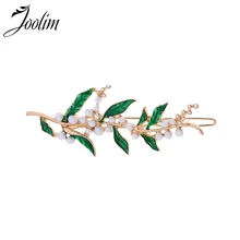 JOOLIM зеленый лист жемчужные шпильки для волос летние украшения