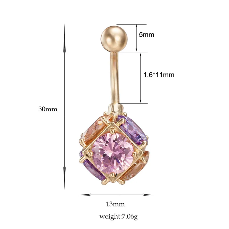 16G Shining Clear CZ Ball Navel Piercing Nombril Belly Button Rings Retro Style Bikini Colorful Clear Cubic Belly Piercing - Image 2