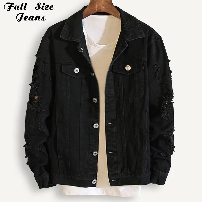 Very best  Plus Size Loose Ripped Black Denim Jacket Women 4Xl 5Xl Spring Streetwear Pink Red Basic Lover'S Je