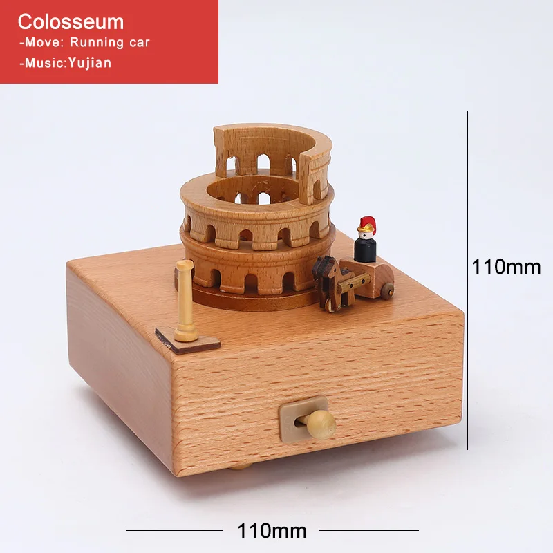 Деревянная музыкальная шкатулка Caja, музыкальные деревянные коробки ручной работы, заводное ремесло, гравировка с днем рождения, аксессуары для украшения дома, YYH-MZ - Цвет: Colosseum