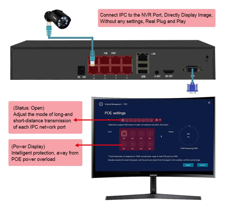 Smar H.265 4CH POE NVR Kit 1080P Security Camera System 4CH  With 2MP POE IP Camera Set CCTV Surveillance Real Plug and Play (5)