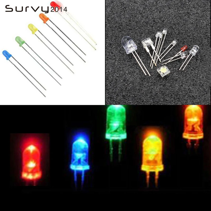 50/100 шт F5 LED 5 мм желтый/синий/зеленый/красный/оранжевый цвет рассеянный