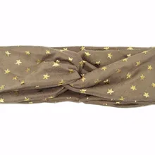 T185026 новейшая хорошая эластичная акриловая и спандекс Мода Полная маленькой Золотой Звезды, удобный тюрбан волос полоса