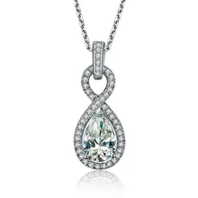 Винтажный блестящий в форме капли воды 2 карата NSCD красивый бриллиант обручальное ожерелье подвеска в форме сердца Длинная цепочка