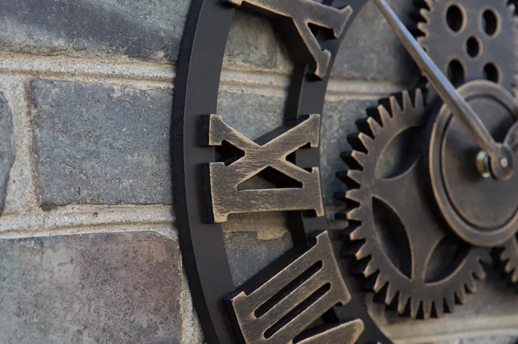 Ручная работа 3D Ретро деревенские настенные часы декоративные Роскошные художественные часы с большим механизмом деревянные винтажные большие настенные часы на стену 30-40 см
