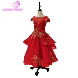 Платья с цветочным узором для девочек красные детские длинные вечерние бальные платья для девочек Vestido De Daminha праздничное платье для