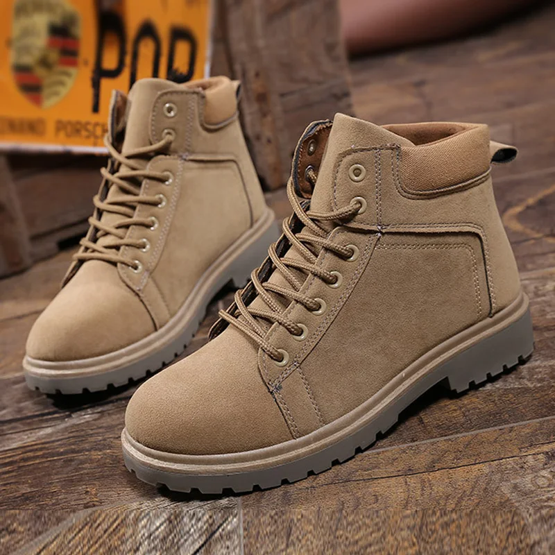 

2018 Winter Shoes Men Boots Suede Leather Lace Up Martin Boots Men Casual Shoes Autumn Winter Boots Men Shoe Work Safety Shoes