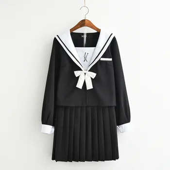 

Japanese School Girl Cosplay School Uniform Sets Nagoya School Student College Long Sleeved Korean School Uniforms Female Black