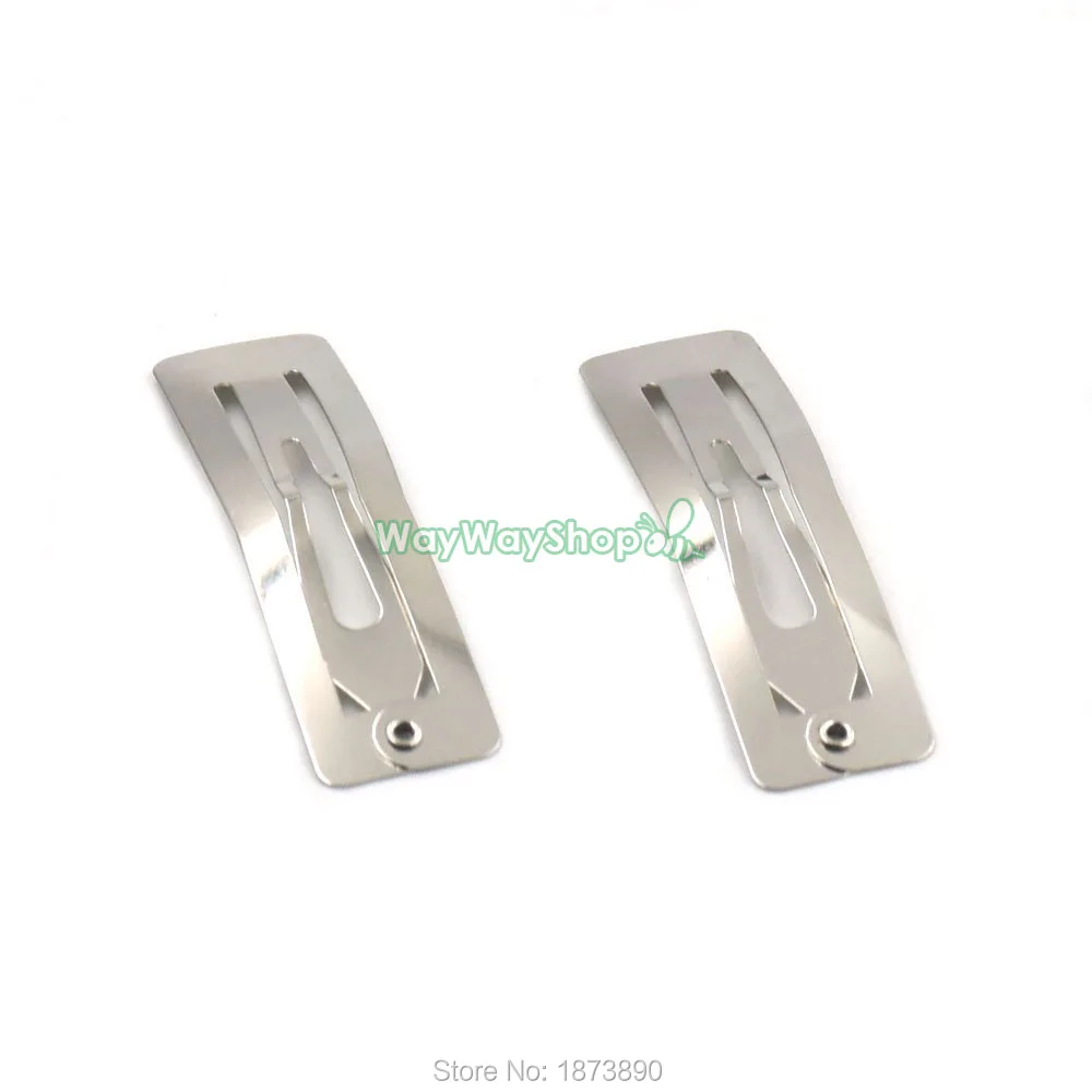

100 PCS Square Metal Snap Clip Cross Girl Hair 50MM Nickle Barrette Bow prong