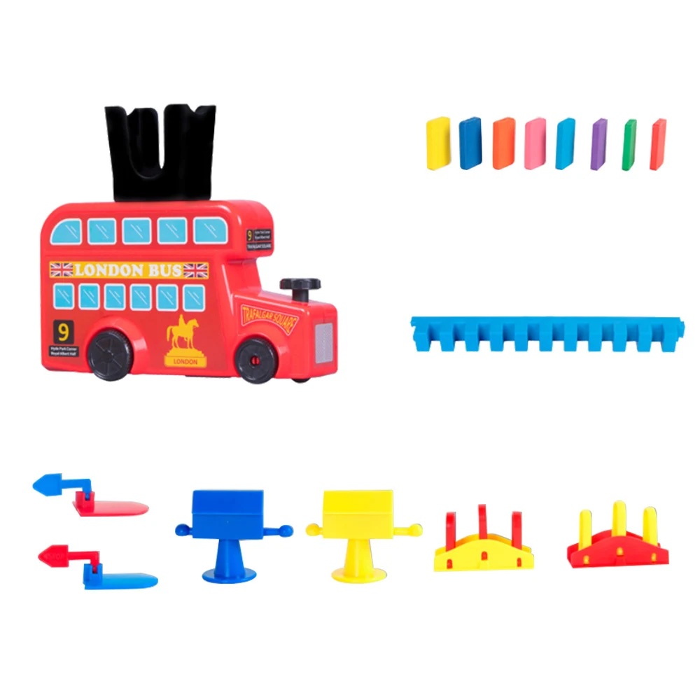 Домино поезд домино набор блоков здание и Пирамидка блоки для строительных блоков Подарочная коробка обучающая игрушка для малышей - Цвет: Red