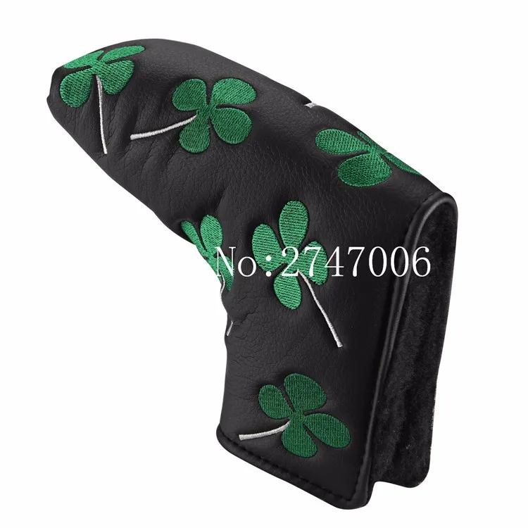 Golf Brand New WHITE GREEN Four-leaved Clover Golf Blade Style Putter Head cover Headcover