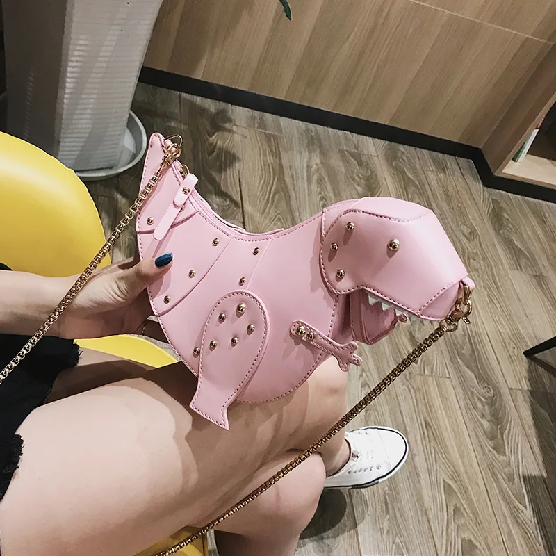 

Weweya Rivet Personality Dinosaur Design Fashion Leather Crossbody Mini Messenger Bag Women Chain Purse Female Shoulder Bag Gift